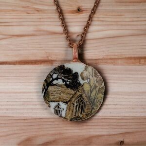 Broken china pendant. Wood and Sons English China. Artisan made. One of a kind.